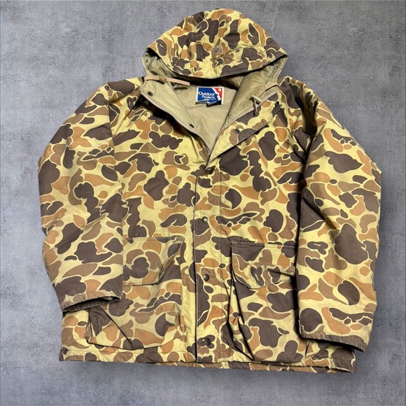 Camo Jackets & Blazers - Vintage 80s Duck Camo Jacket Gore Tex L With Hood USA Made Outdoor Products